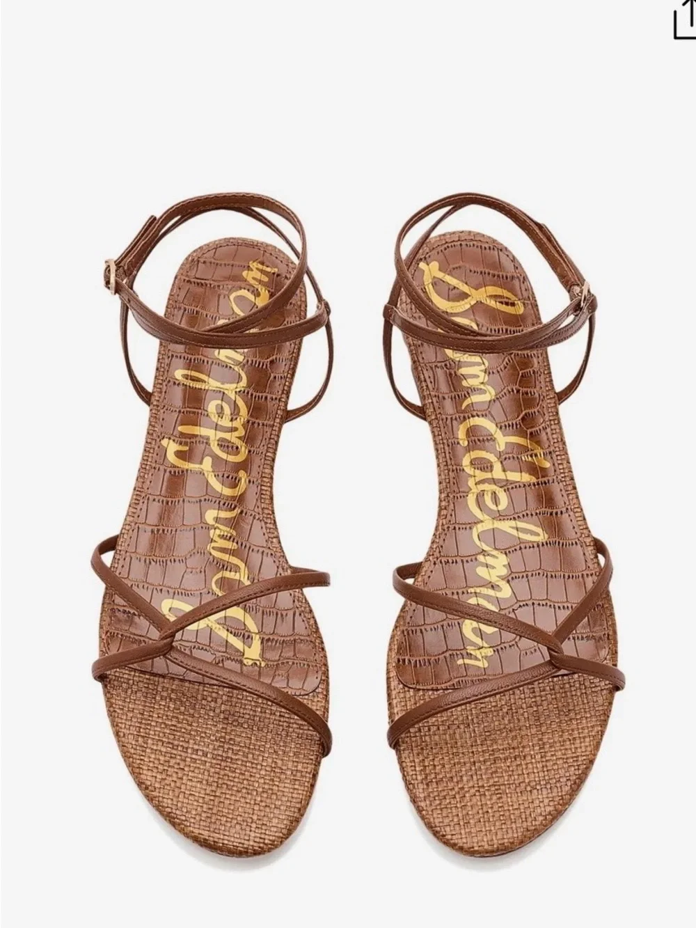 Sam Edelman Brown Strappy Ankle Wrap Sandals Ellina strappy sandal .